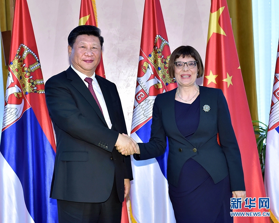 6月18日，國(guó)家主席習(xí)近平在貝爾格萊德會(huì)見(jiàn)塞爾維亞國(guó)民議會(huì)議長(zhǎng)戈伊科維奇。 新華社記者李濤攝